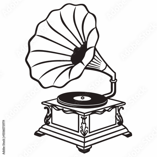 old gramophone isolated on white