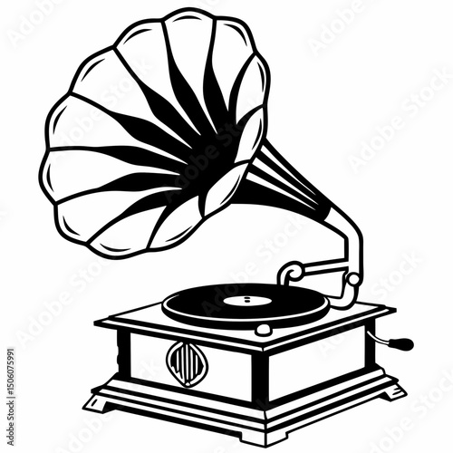 old gramophone isolated on white