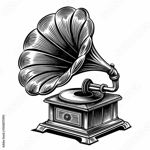 old gramophone isolated on white