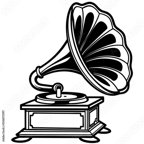 vintage gramophone isolated on white