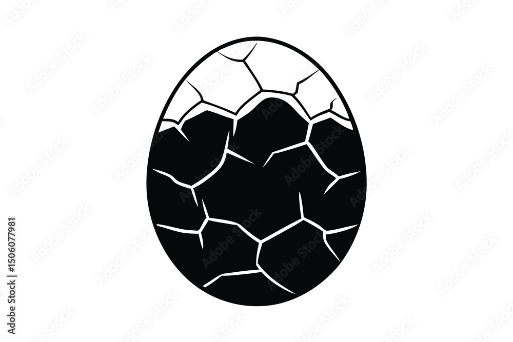 Obraz premium Cracked egg shell black and white illustration design