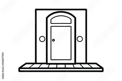 Simple line drawing of a house entrance door