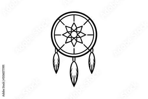 Native american dreamcatcher outline geometric star design