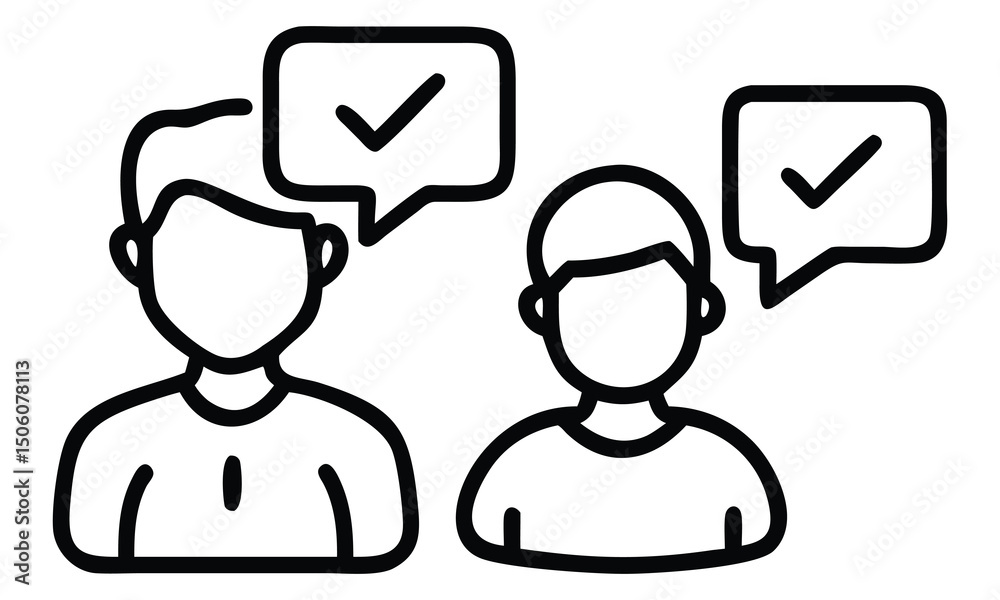 Fototapeta premium A set of vector family icons illustrating diverse people as communication symbols