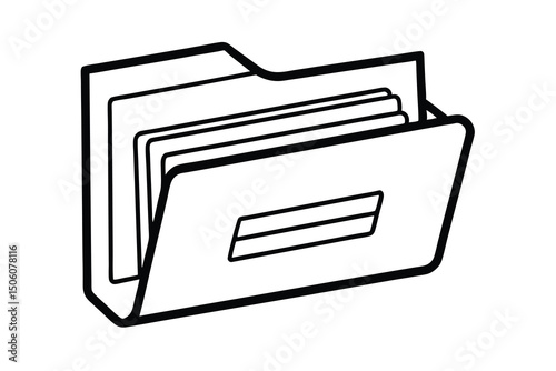 Open file folder icon line art graphic design element