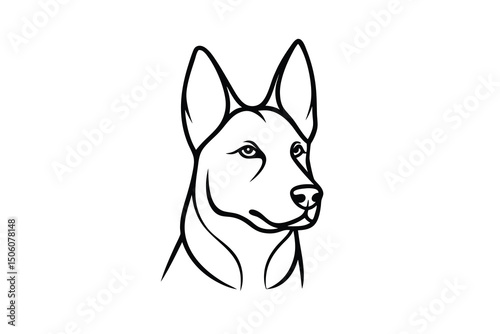 Elegant line art german shepherd dog head profile