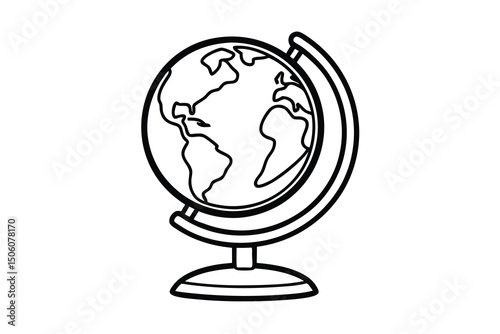 Simple line drawing of a world globe for education