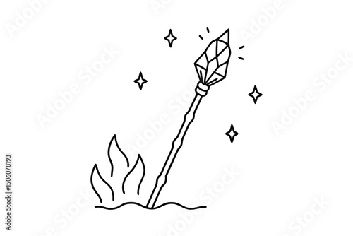 Magical crystal wand mystical staff fantasy spellcasting
