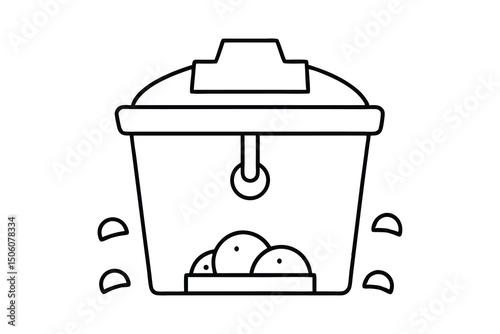 Simple line drawing of a rice cooker with rice