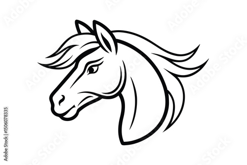 Elegant horse head profile line art design illustration