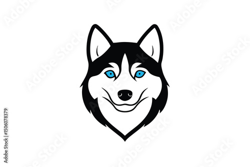 Majestic husky dog head logo design vector illustration