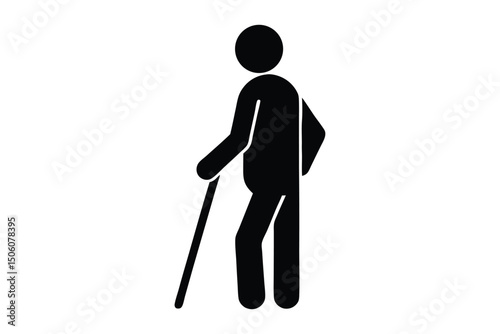 person with crutch vector icon