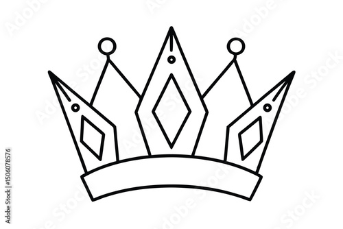 Simple line art crown design royal majesty graphic