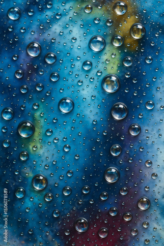 water drops on blue