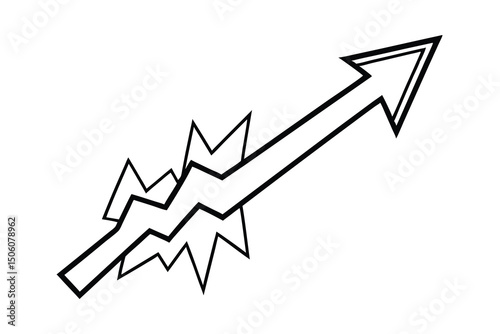 Powerful upward trending arrow with energy burst graphic design element