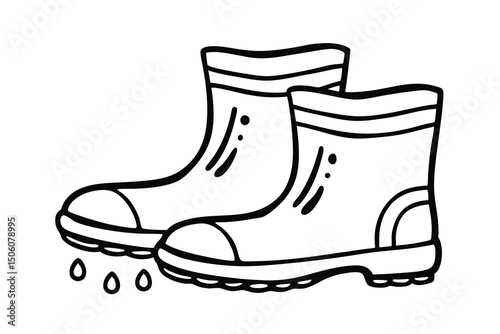 A pair of cute rain boots splashing in puddles
