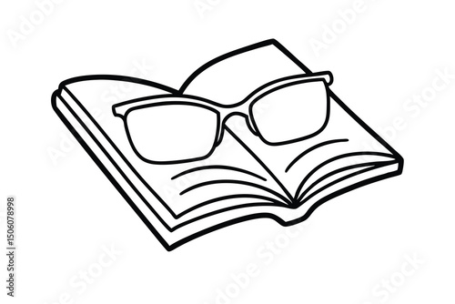 Open book with eyeglasses resting on top reading glasses literature knowledge