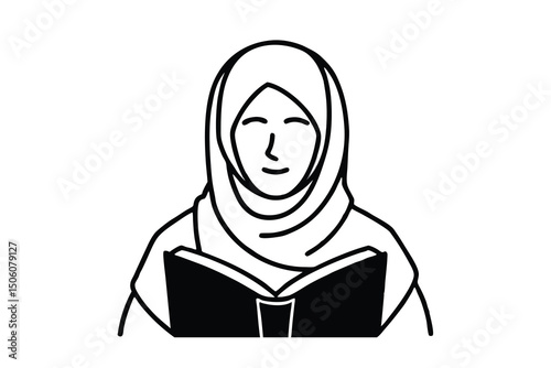 Muslim woman in hijab reading a book knowledge education