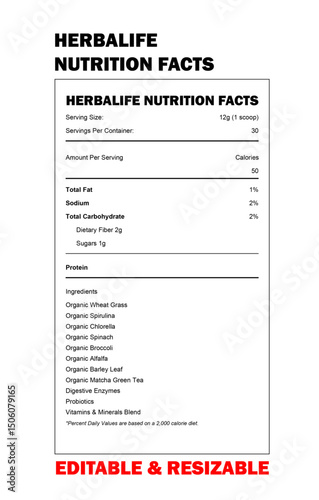 Editable Nutrition Facts Template Dietary Supplement Label Design