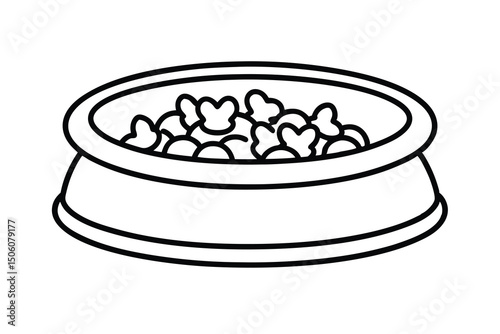 Pet bowl filled with dry kibble food for dogs cats