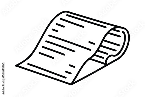 Rolled up paper document line art illustration