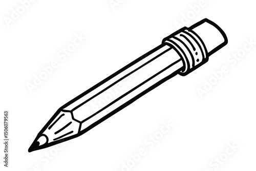 Black and white illustration of a pencil with eraser