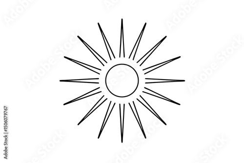 Simple line drawing of a sun with rays