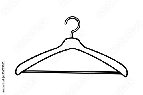 Wooden clothes hanger simple line drawing illustration
