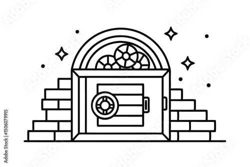 Secure vault door brick wall gears mechanism safety