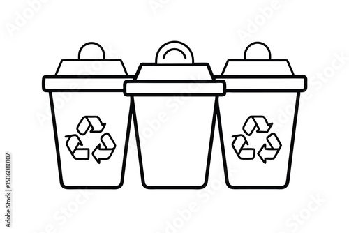 Three recycling bins ready for waste sorting