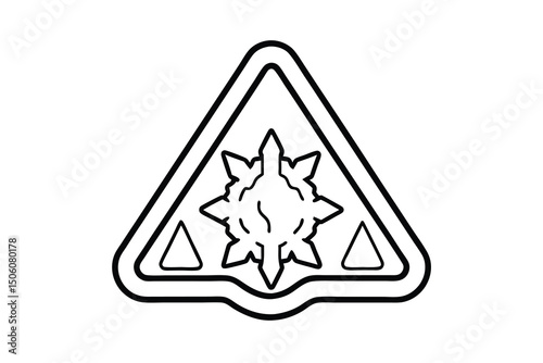 Abstract triangular symbol with central starburst design