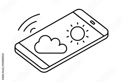 Smartphone displaying weather forecast sunny partly cloudy