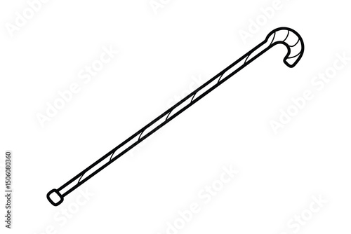 A simple line drawing of a walking cane