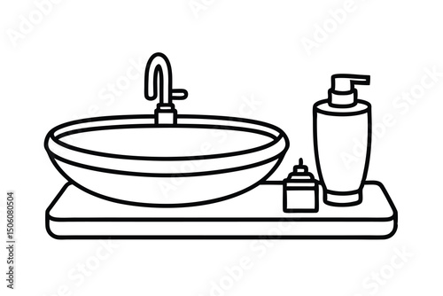 Modern bathroom sink with soap dispenser and faucet