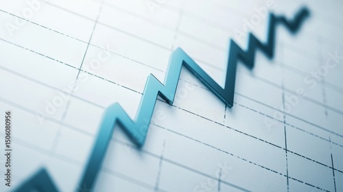 A dynamic 3d rendered blue line graph displays a sharp upward movement on a detailed grid, symbolizing success and progress.