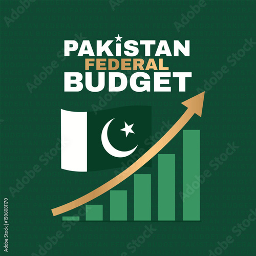 Federal Budget Abstract green Background, Economic background with stock market data, connected lines, Pakistan Federal Budget, vector illustration