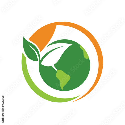 Eco Logo with Globe and Leaf Design