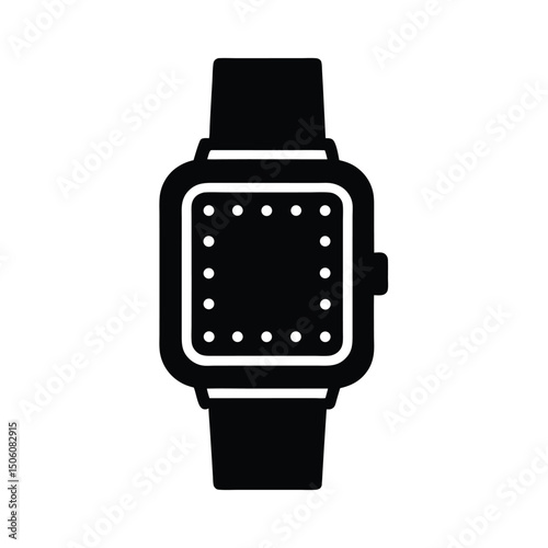 Digital Wristwatch Icon in Blue Flat Design photo
