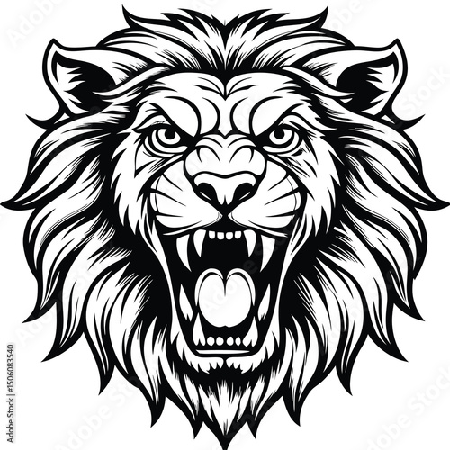 Angry lion head illustration