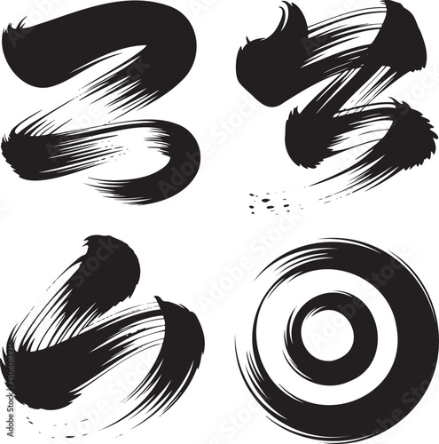 Ink Grunge Brush Strokes silhouette set vector  isolated On Transparent Background