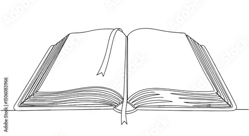 Open Book: A simple yet captivating sketch of an open book, its blank pages inviting one to embark on a journey of imagination.