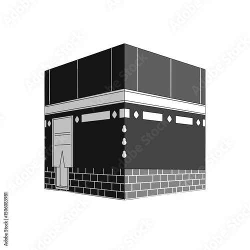 Sacred Kaaba: A serene depiction of the Kaaba, the holiest site in Islam, standing in divine simplicity and profound spiritual significance.