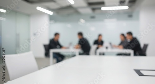 Blurred workplace White table meeting scene
