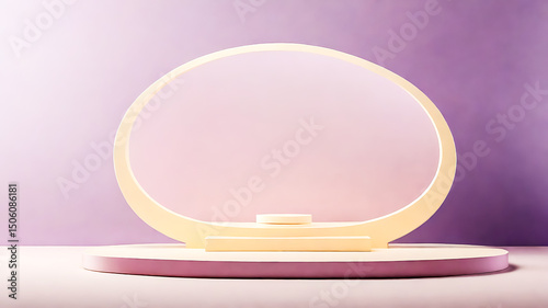 Elegant Product Display Podium with Circle Frame on Pastel Background