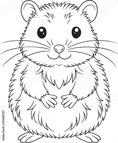 Cute Cartoon Vole Illustration for Coloring Book or Design