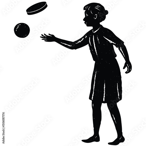 A silhouette of a person flipping a coin 
