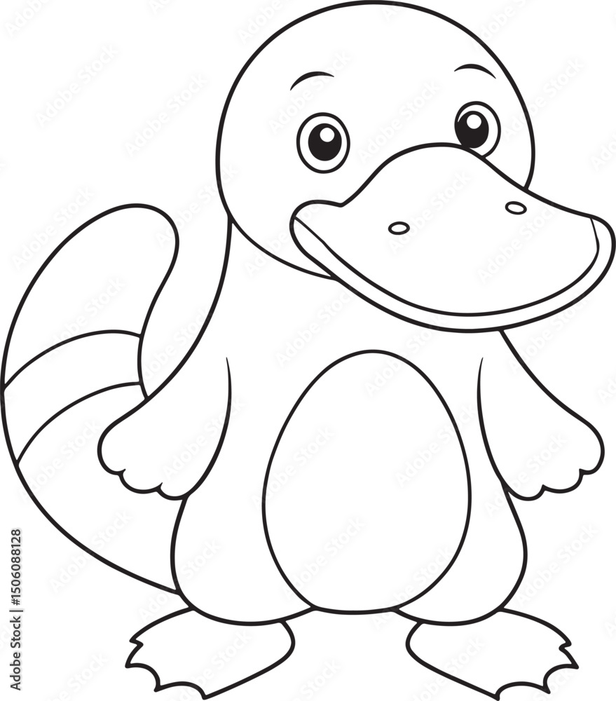 Fototapeta premium a cute cartoon platypus with big eyes and a happy face