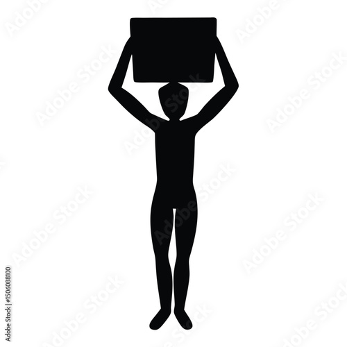 A silhouette of a person holding a yoga block above their head