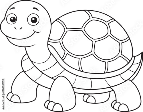 Cute Cartoon Turtle Outline Illustration for Coloring and Design