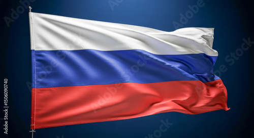 Flag of Russia. Russian flag blowing in the wind.